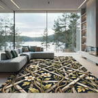 Cream Floral Trellis on Midnight Rug