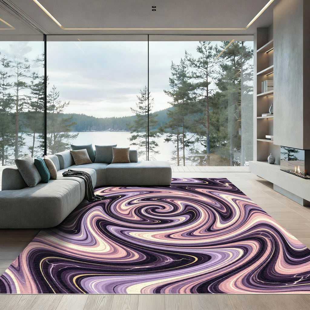 Lavender Purple Swirl Abstract Rug