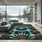 Emerald Teal Fan Fountain Rug