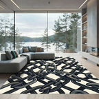 Dark Industrial Interlocking Iron Chain Link Rug
