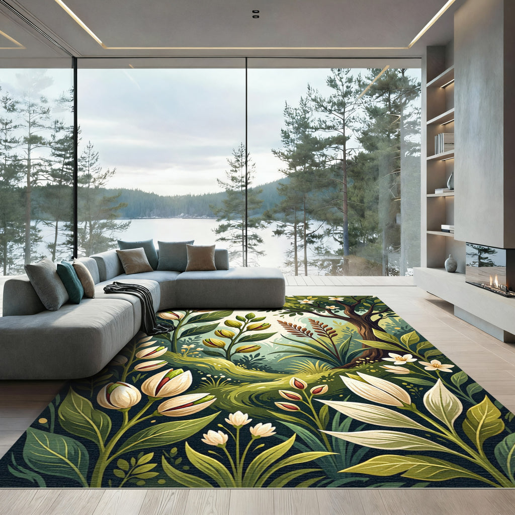Spring Garden Pistachio Blossom Swirl Rug