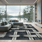 Monochromatic Interwoven Geometric Woven Rug