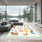 Alphabet Animals Bright Color Border Rug