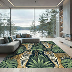 Jungle Tigers Tropical Foliage Rug