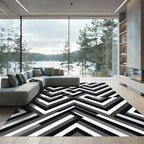 Monochrome Geometric Optical Illusion Rug