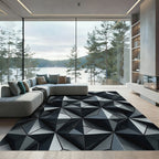 Charcoal Gray Geometric Crystal Form Rug