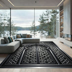 Silver Metallic Archway Geometric Lattice Rug