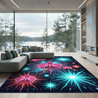 Vibrant Radiant Orchid Fireworks Celestial Art Rug