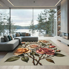 Vintage Rose Blossom Arrangement Rug