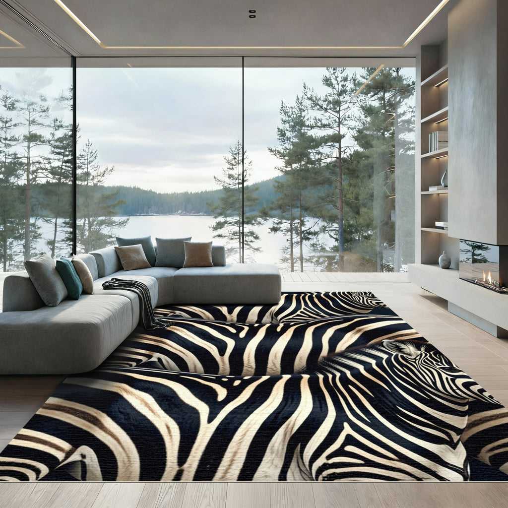 Wild Zebra Animal Print Rug