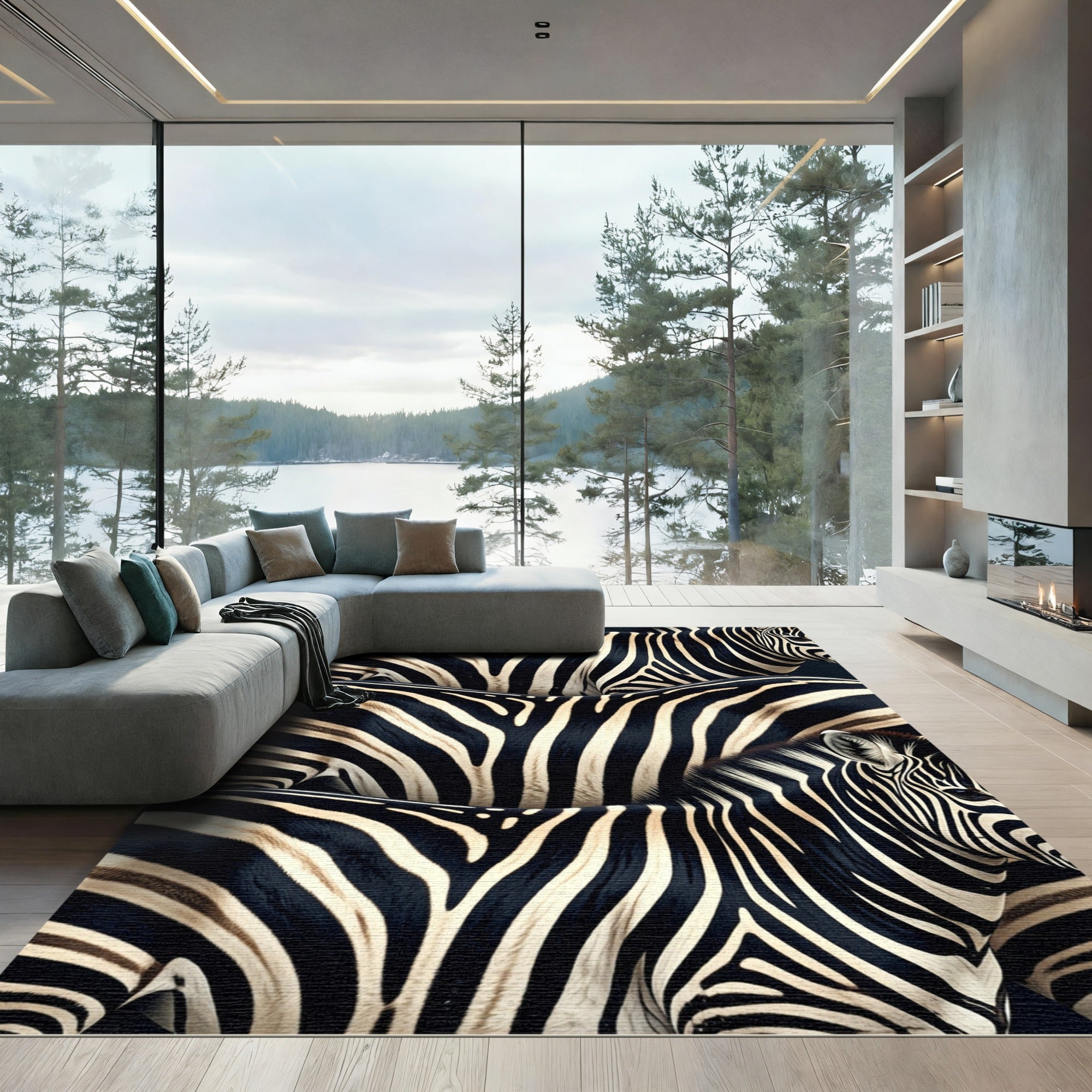 Wild Zebra Animal Print Rug