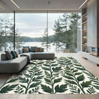 Dark Green Botanical Branch Composition Rug