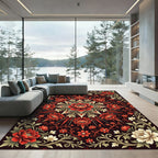 Crimson Red Floral Radiance Rug