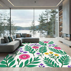 Bright Pink Purple Yellow Floral Branches Rug
