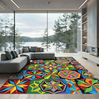 Vibrant Geometric Starburst Collage Rug
