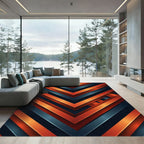 Orange Blue Chevron Layers Rug