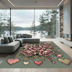 Pink Hearts Floral Bouquet Rug