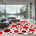 Crimson Red Varying Circles Rug
