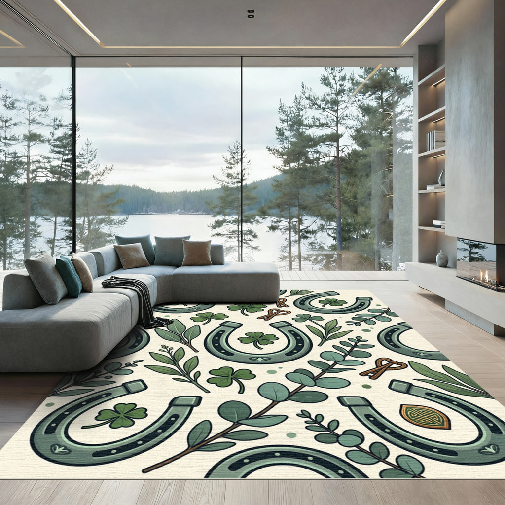 Lucky Horseshoe and Clover Botanical Rug