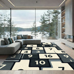 Modern Geometric Number Block Grid Rug