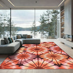 Warm Coral Pink Floral Medallion Rug
