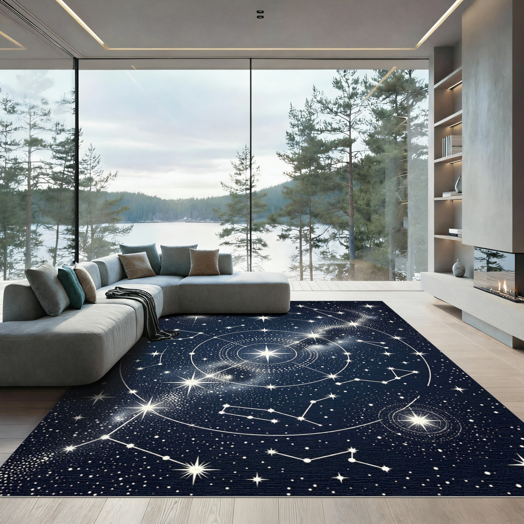 Celestial Constellation Navy Starry Sky Rug