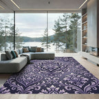 Ornate Lavender Heart Damask Rug