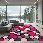Pink Gray Hexagonal Mosaic Rug
