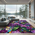 Rich Purple Orchids Abstract Splash Rug
