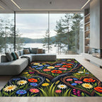 Heart Shaped Branches Wildflower Meadow Rug