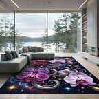 Cosmic Purple Orchid Swirl Art Rug
