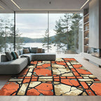 Terracotta Stone Cracked Tile Mosaic Rug