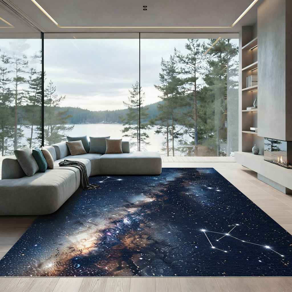 Celestial Navy Galactic Constellation Sky Rug