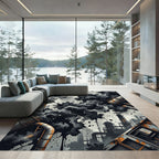Industrial Smoke Splatter Composition Rug
