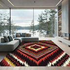 Crimson Gold Tribal Diamond Geometric Rug