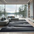 Silver Striped Ethereal Smoke Charcoal Rug