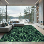 Geometric Emerald Starburst Lattice Rug