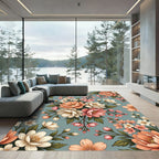 Coral Peach Blossom Garland Rug