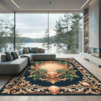 Ornate Gold Leaf Seashell Frame Rug