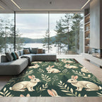 Whimsical Woodland Rabbit Forest Meadow Rug