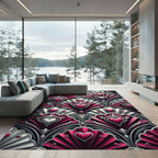 Crimson Hearts Art Deco Floral Rug