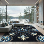 Ornamental Blue Fountain Radiant Symmetry Rug