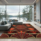 Crimson Fire Fan Art Deco Rug