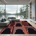 Terracotta Arched Lattice Architectural Silhouette Rug
