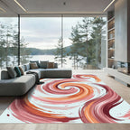 Abstract Terracotta Crimson Swirl Art Rug