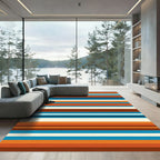 Vibrant Retro Multicolored Striped Area Rug