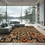 Geometric Celtic Cross Earth Tone Tapestry Rug