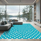 Bright Turquoise White Polka Dots Rug