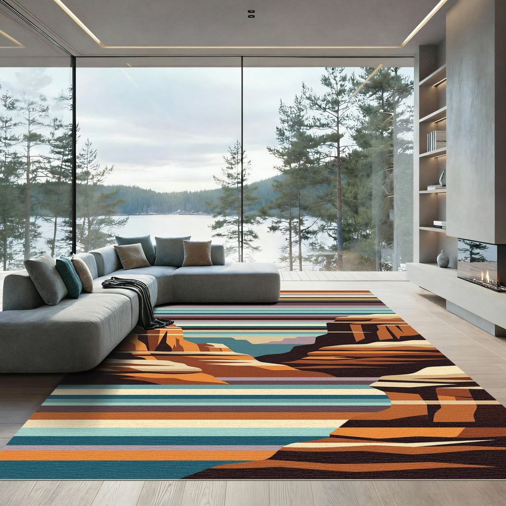 Earthy Canyon Landscape Horizon Rug
