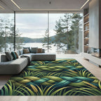 Emerald Teal Woven Wheat Field Rug